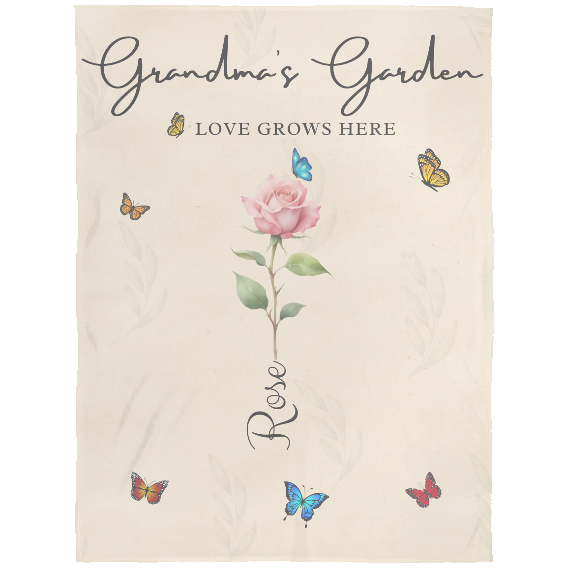 Personalized Grandma Birth Flower Blanket with grandkid's Names