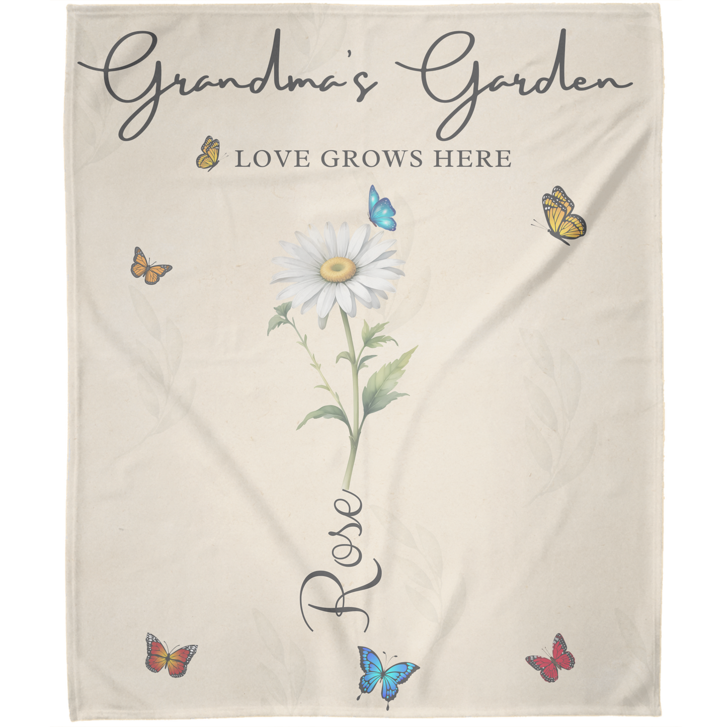 Personalized Grandma Birth Flower Blanket with grandkid's Names