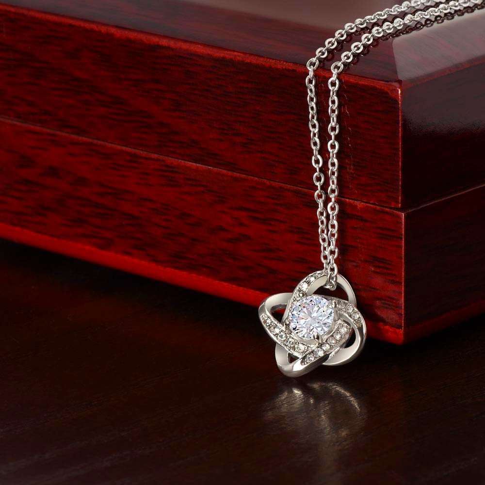 TO MY DAUGHTER, I WILL ALWAYS LOVE YOU! Love Knot Necklace (Yellow & White Gold)