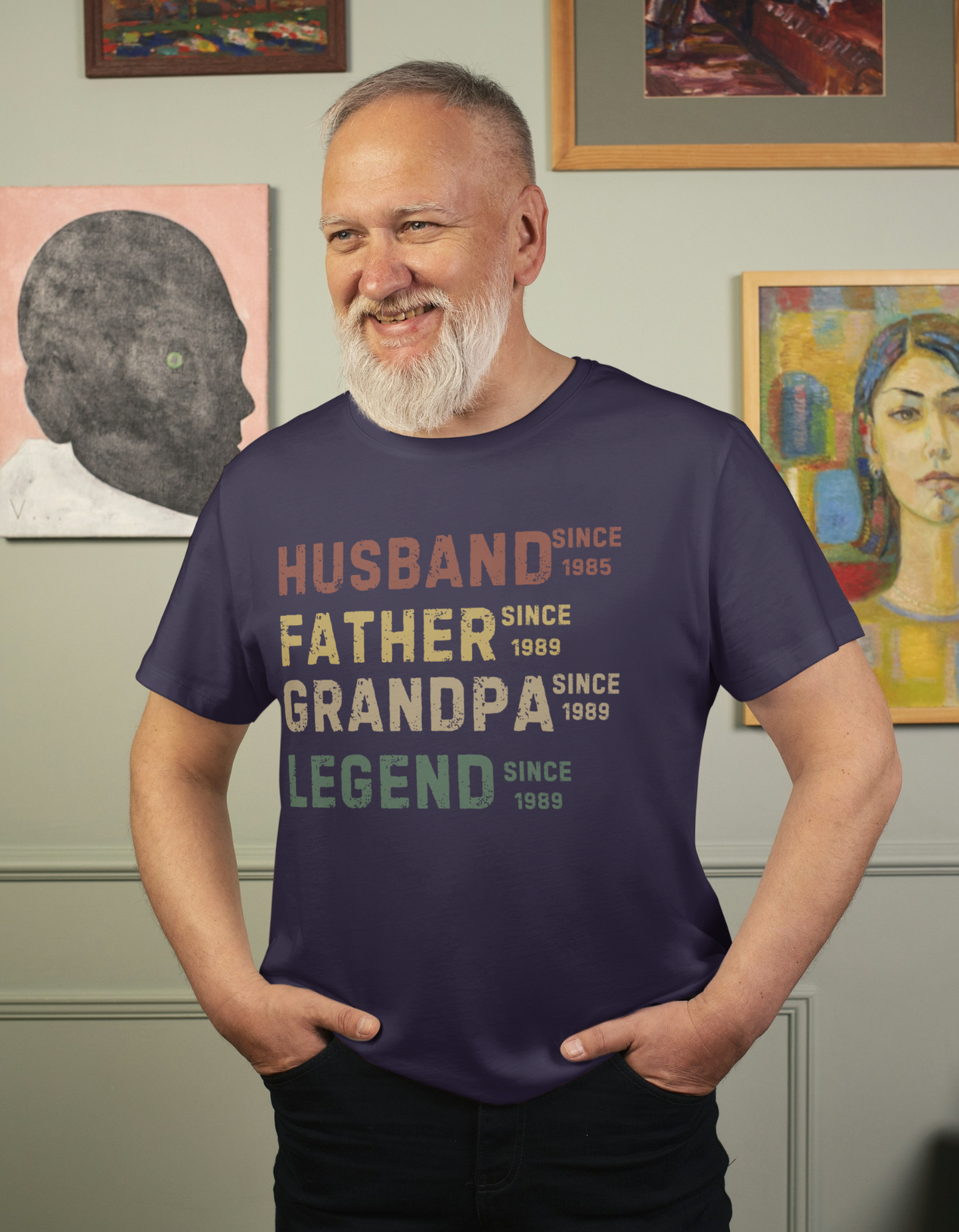 Personalized Dad Grandpa Shirt, Father's Day Shirt, Husband Father Grandpa Legend, Grandfather Custom Dates, Funny Dad Birthday Gift for Men