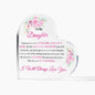 Exquisite Heart Shaped Plaque - Beautiful Floral Acrylic Desk Decoration - Perfect Gift for Daughter for Graduation, Birthday, Wedding, Christmas & New Year