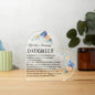 Exquisite Heart Shaped Floral Acrylic Plaque Keepsake - Perfect Gift for Daughter from mom excellent for any occasion