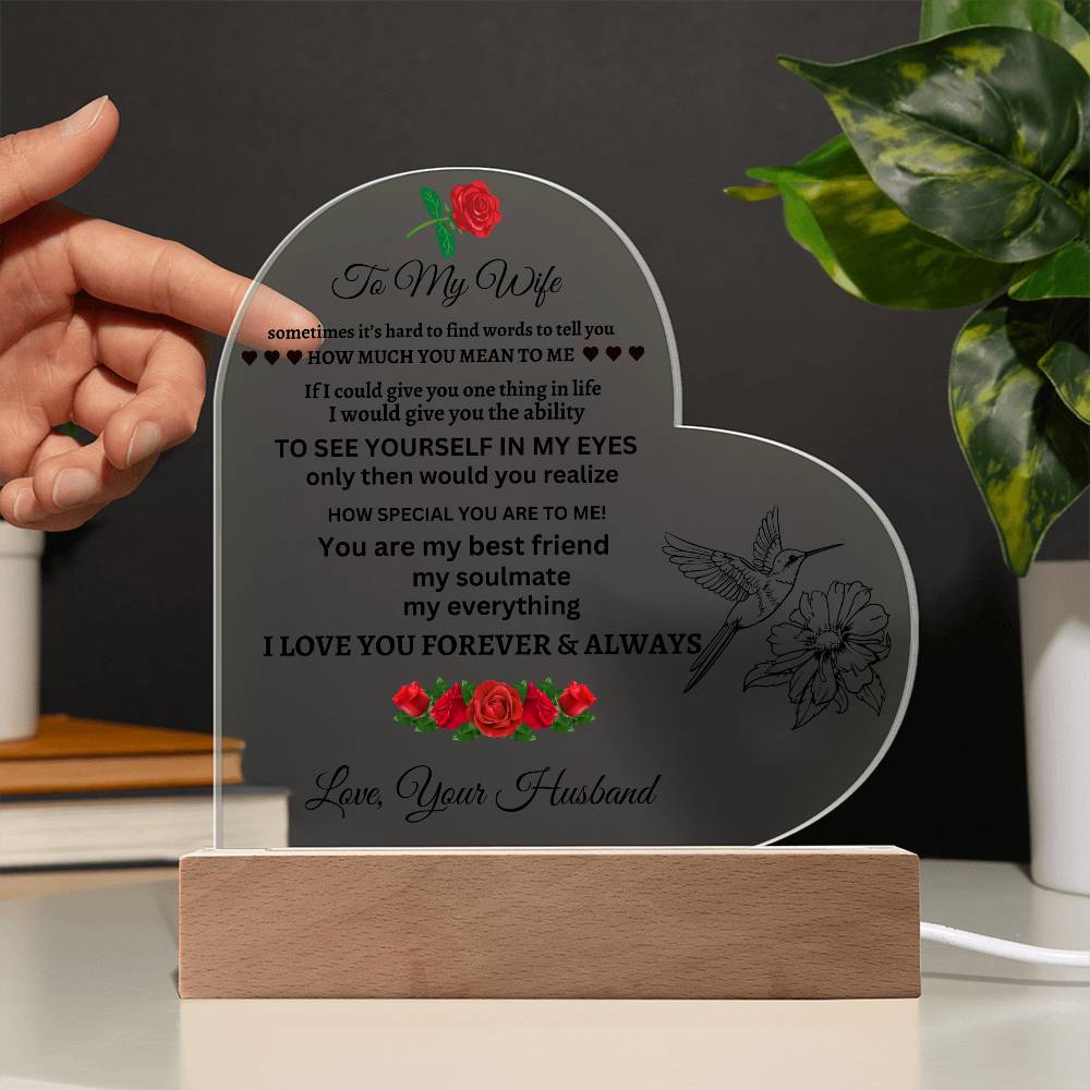 Gifts for Wife, Colorful LED Base I Love You Gifts for Her from Husband, Best Anniversary, Birthday, Romantic to My Wife acrylic Keepsakes Presents for Valentine's Day Christmas