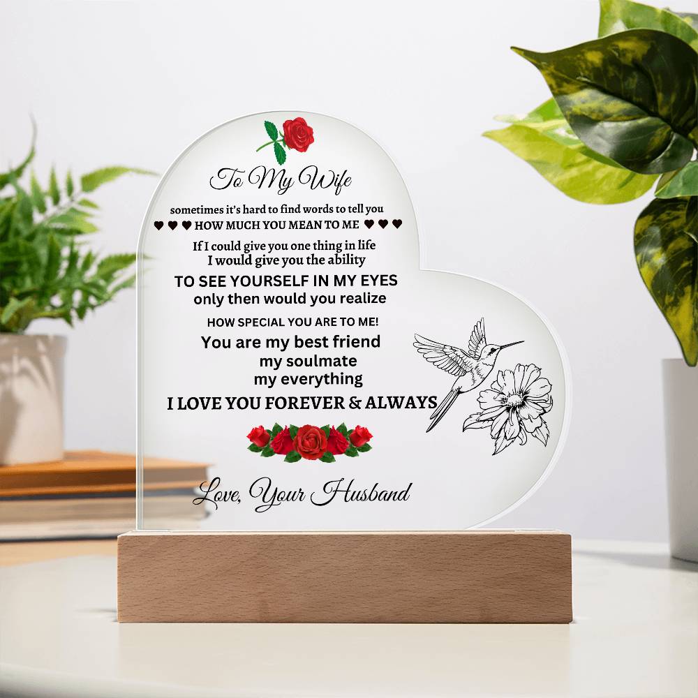 Gifts for Wife, Colorful LED Base I Love You Gifts for Her from Husband, Best Anniversary, Birthday, Romantic to My Wife acrylic Keepsakes Presents for Valentine's Day Christmas