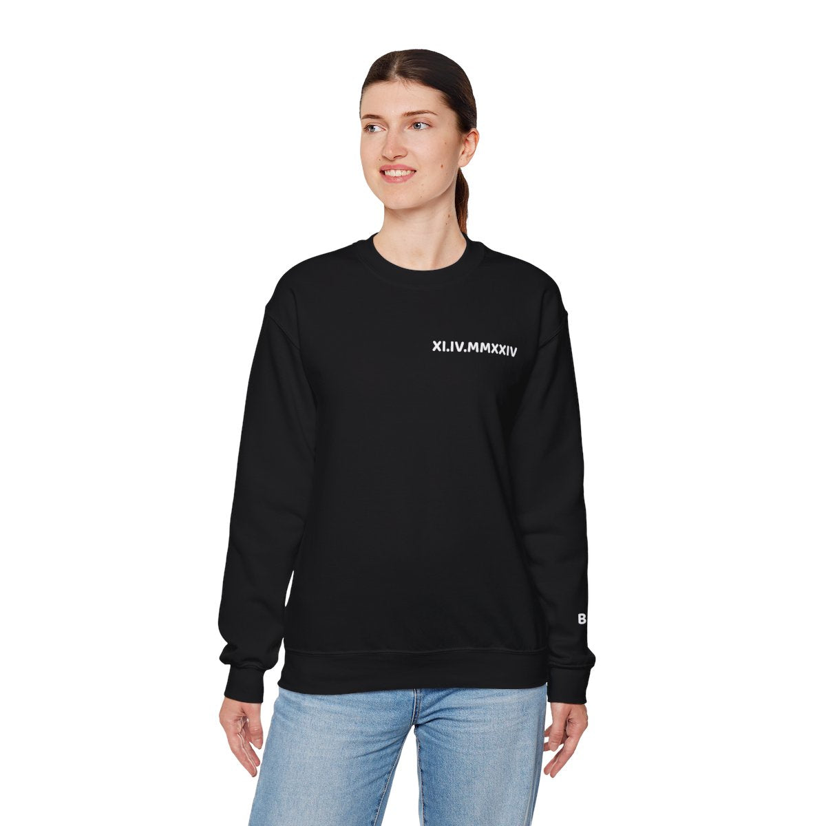 Personalized Roman Numeral Sweatshirt, Couples initials on Sleeve - Engagements, Anniversary gift