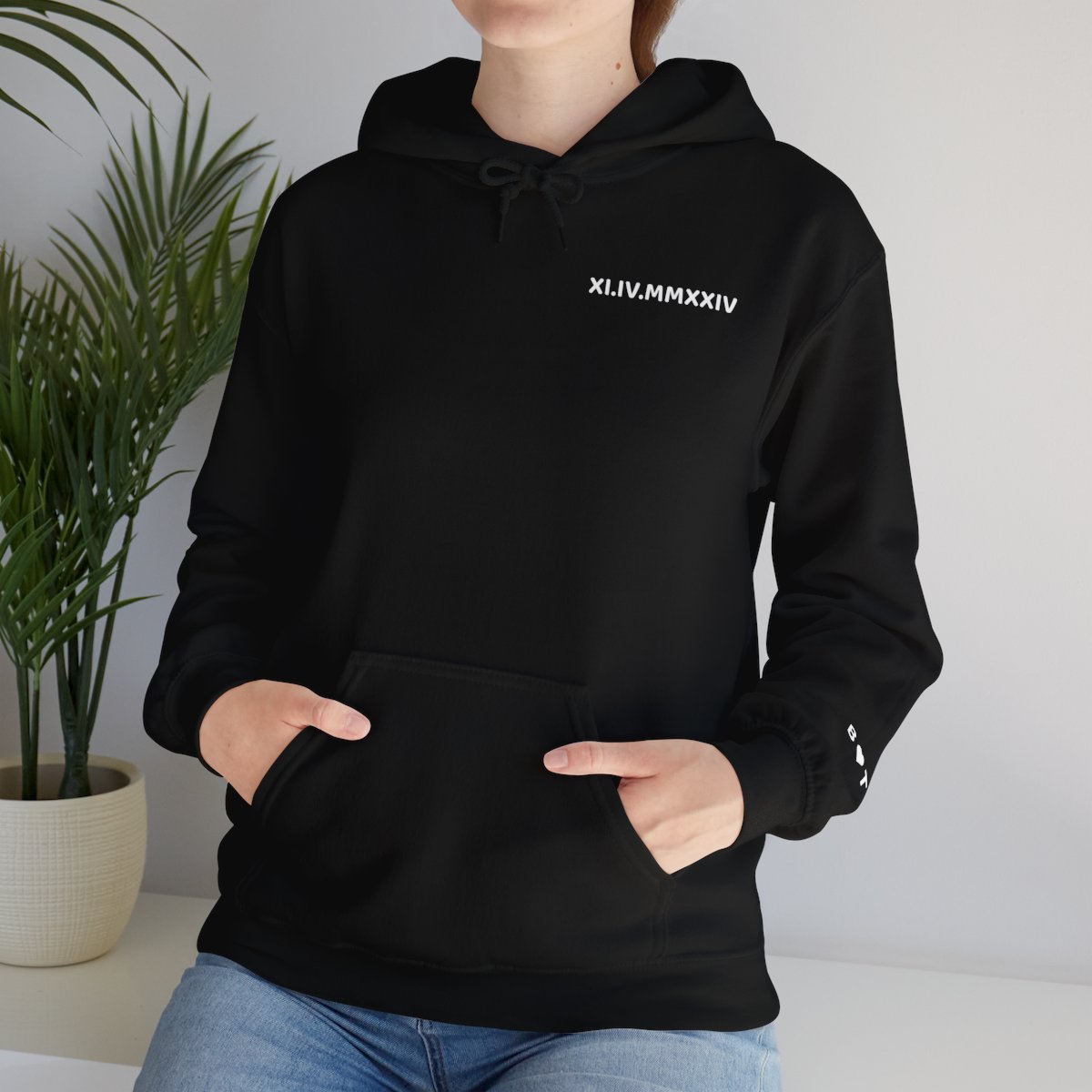 Personalized Roman Numeral Hoodie, couples initials on Sleeve - Engagements, Anniversary gift