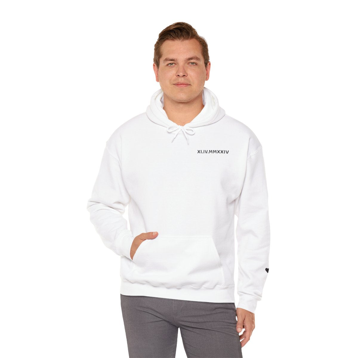 Personalized Roman Numeral Hoodie, Couples initials on Sleeve - Engagements, Anniversary gift