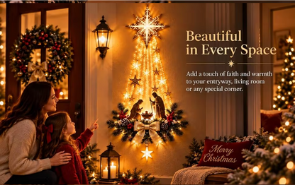 Christmas Bethlehem Star of Faith, Lighted Nativity Wall Decor,Glowing Christmas Hanging Ornament, LED Lights for Indoor