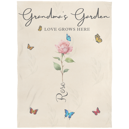 Personalized Grandma Birth Flower Blanket with grandkid's Names