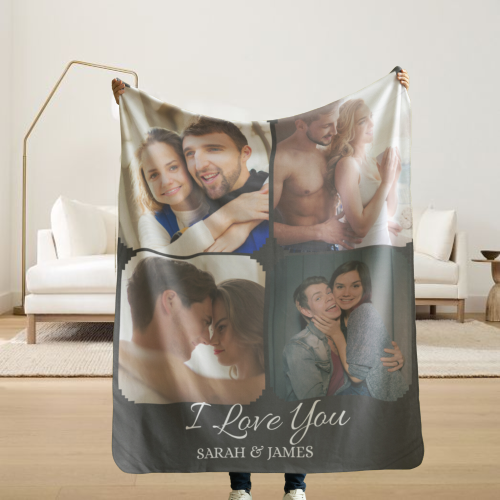 PERSONALIZED PHOTO BLANKET, I LOVE YOU GIFT