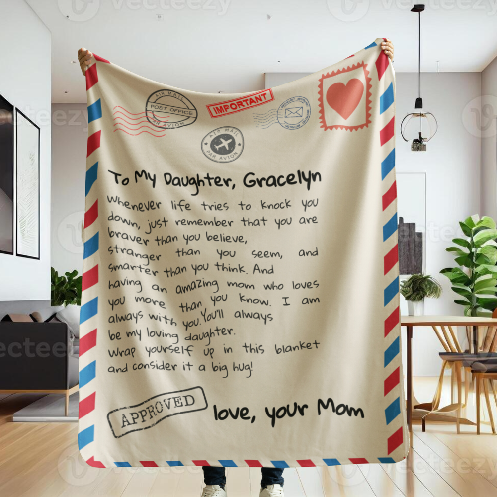 Beautiful to my Daughter Letter Blanket