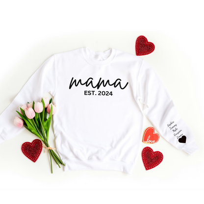 PERSONALIZED Mama Sweatshirt With Kids Names On Sleeve