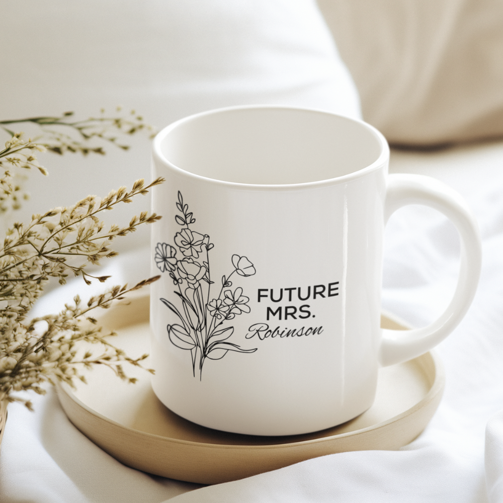 Future Mrs. Mug, Bride To Be Mug, Personalized Engagement Gift, Bridal Shower Gift 11 oz & 15 oz MUGS