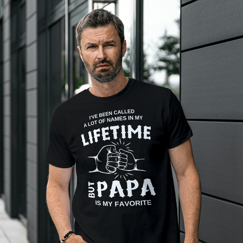 Letter Print Men's Casual Short-sleeved T-shirt For Summer, Trendy Funny Elastic Round Neck Graphic Tee Loungewear Top Father's Day Gift 5.3 oz. T-Shirt