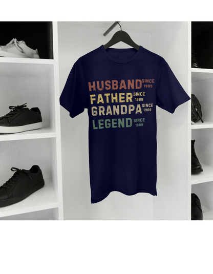 Personalized Dad Grandpa Shirt, Father's Day Shirt, Husband Father Grandpa Legend, Grandfather Custom Dates, Funny Dad Birthday Gift for Men