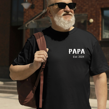 Letter Print Men's Casual Short-sleeved T-shirt For Summer, Trendy Funny Elastic Round Neck Graphic Tee Loungewear Top Father's Day Gift 5.3 oz. T-Shirt