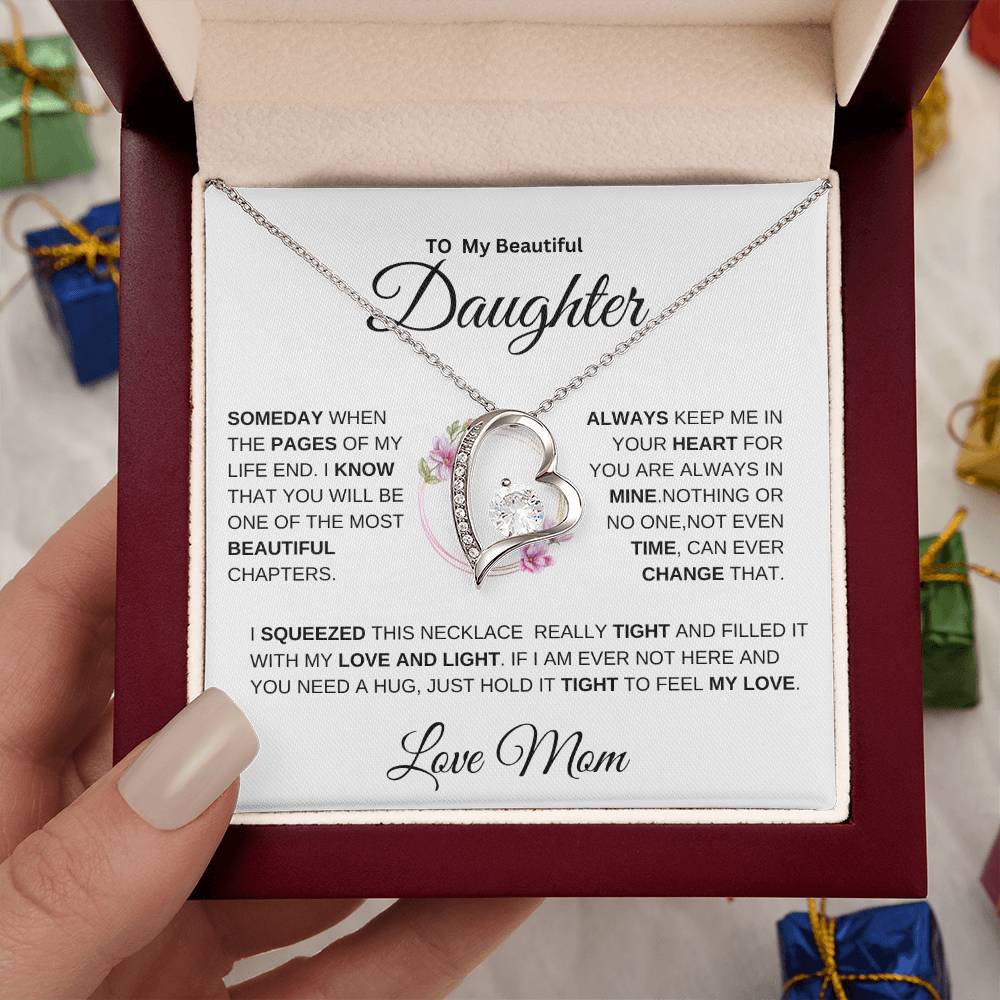 [ ALMOST SOLD OUT] To My Beautiful Daughter " Always Keep Me in Your Heart " Love Mom | FL Necklace