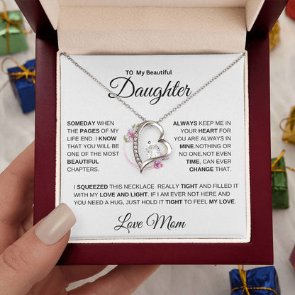 [ALMOST SOLD OUT] To My Beautiful Daughter " Always Keep Me in Your Heart " LOVE MOM / THE FOREVER LOVE NECKLACE