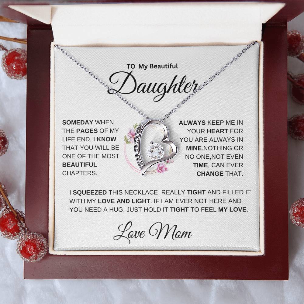 [ ALMOST SOLD OUT] To My Beautiful Daughter " Always Keep Me in Your Heart " Love Mom | FL Necklace