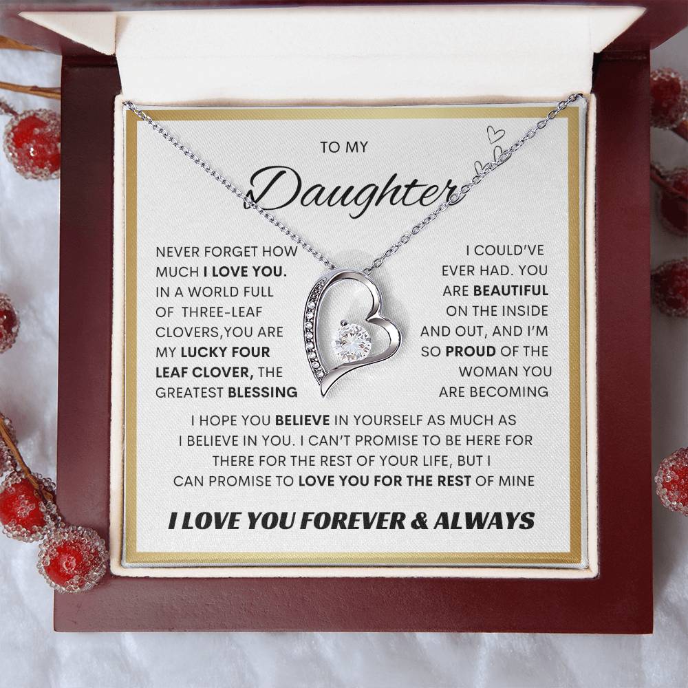 TO MY DAUGHTER FOREVER LOVE NECKLACE WITH MESSAGE CARD