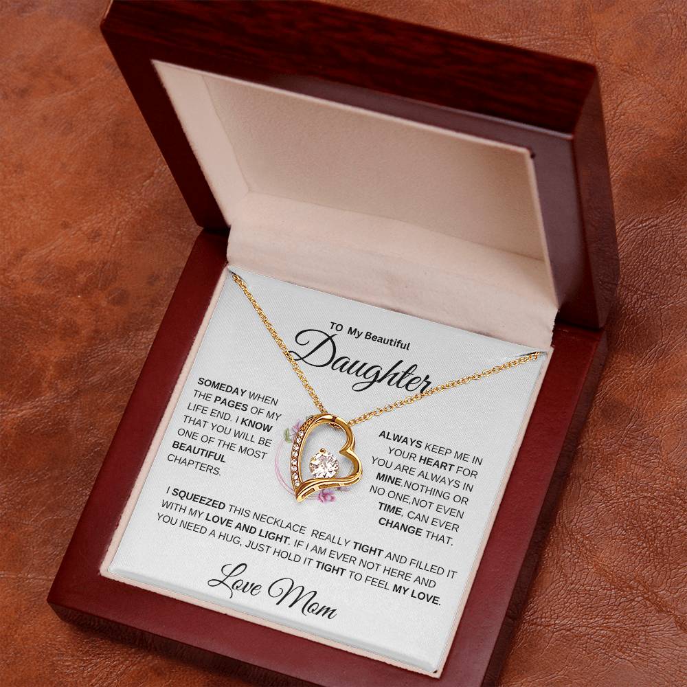 [ ALMOST SOLD OUT] To My Beautiful Daughter " Always Keep Me in Your Heart " Love Mom | FL Necklace