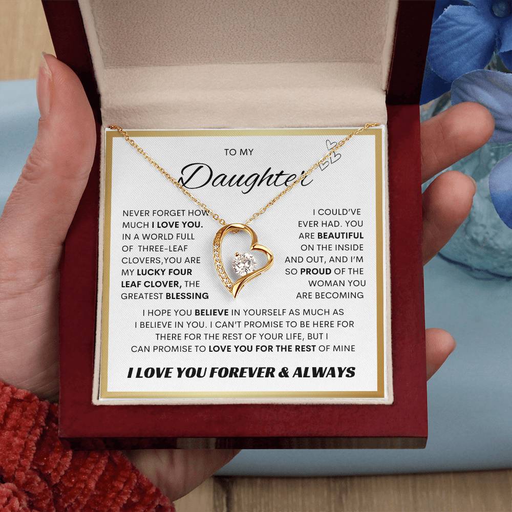 TO MY DAUGHTER FOREVER LOVE NECKLACE WITH MESSAGE CARD