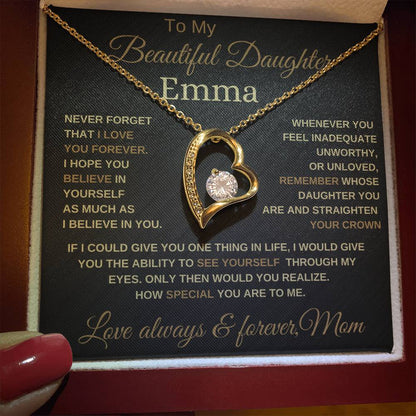 Beautiful to my daughter love knot necklace