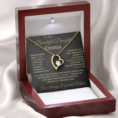 Beautiful to my daughter love knot necklace