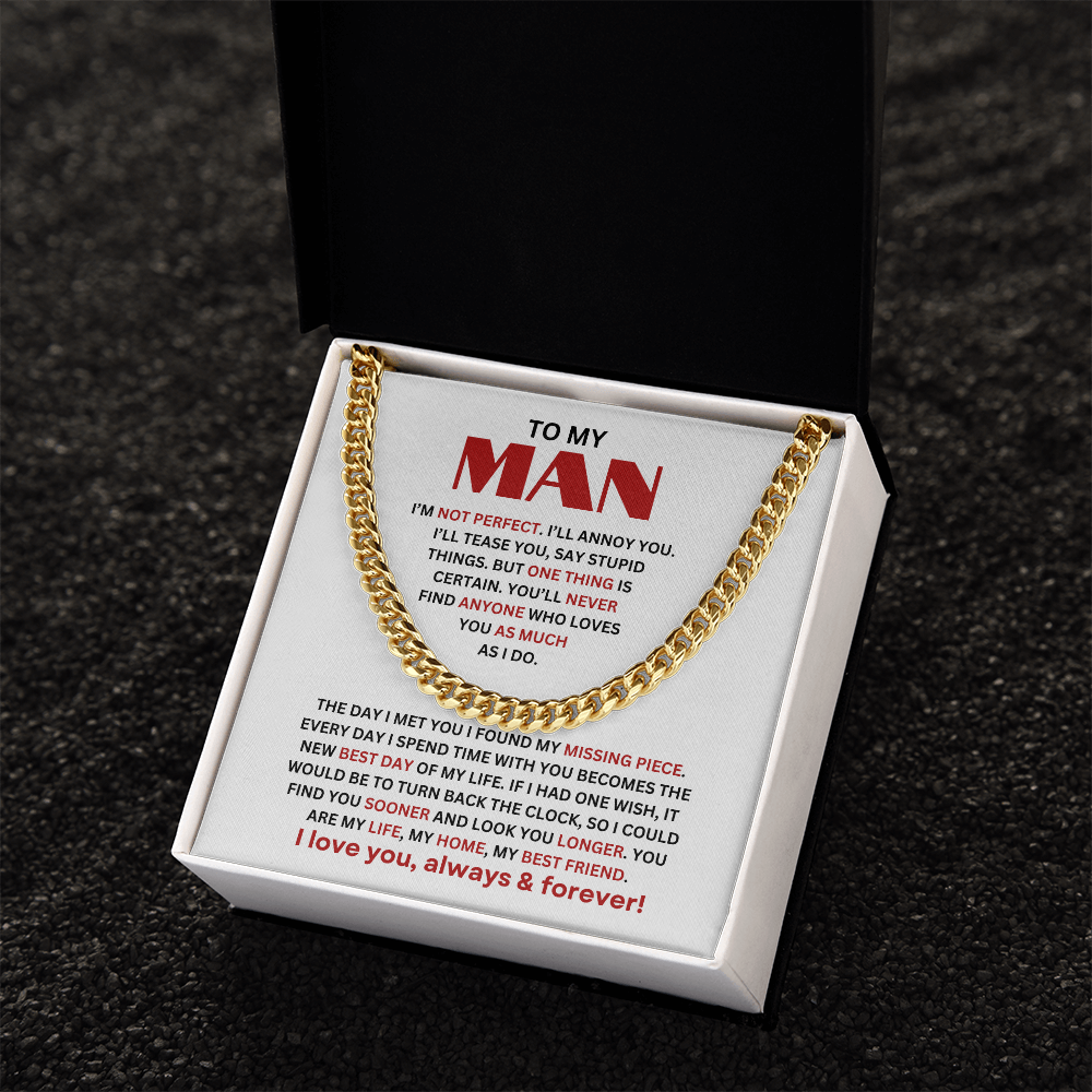 Classic Stainless Steel Cuban Link Chain With Luxury Gift Box and Message Card