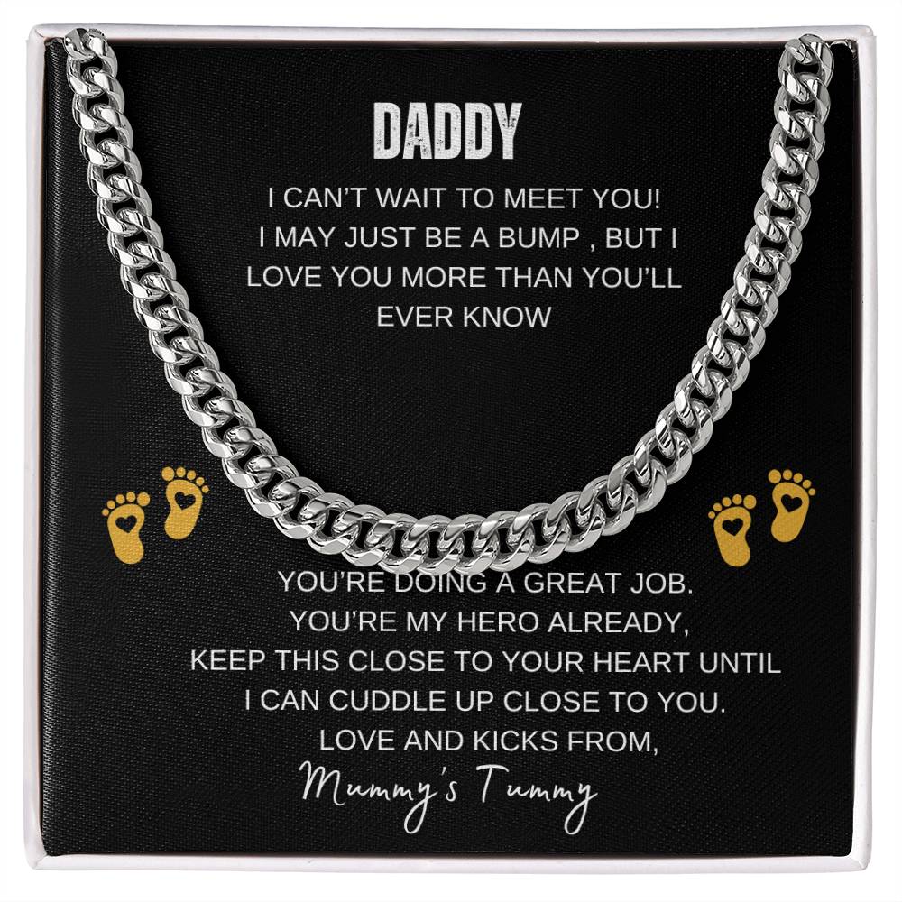 Daddy To Be Necklace, First Time Dad Gift with Message Card, Gift Box, New Dad Gift From Wife & Baby Bump