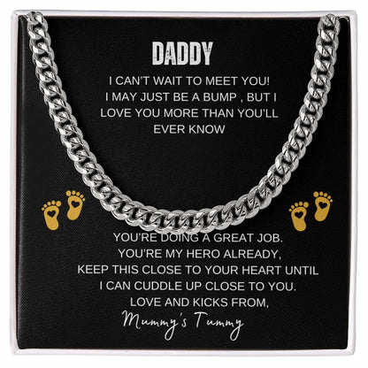 Daddy To Be Necklace, First Time Dad Gift with Message Card, Gift Box, New Dad Gift From Wife & Baby Bump