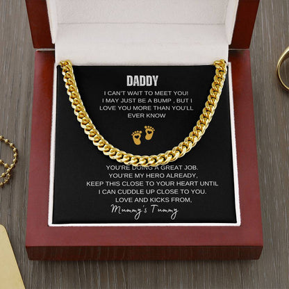 Daddy To Be Necklace, First Time Dad Gift, Cuban Chain, Message Card, Gift Box, New Dad Gift From Wife & Baby Bump