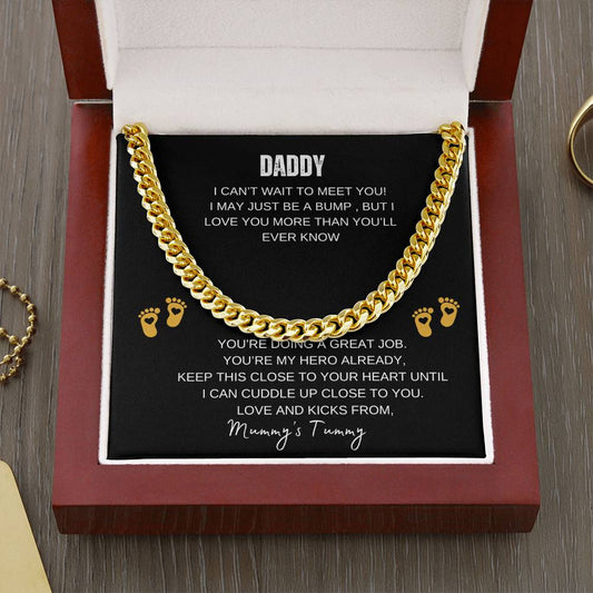 Daddy To Be Necklace, First Time Dad Gift with Message Card, Gift Box, New Dad Gift From Wife & Baby Bump