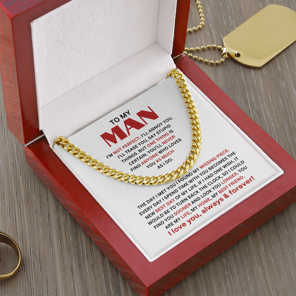 Classic Stainless Steel Cuban Link Chain With Luxury Gift Box and Message Card