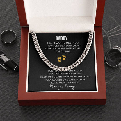 Daddy To Be Necklace, First Time Dad Gift, Cuban Chain, Message Card, Gift Box, New Dad Gift From Wife & Baby Bump