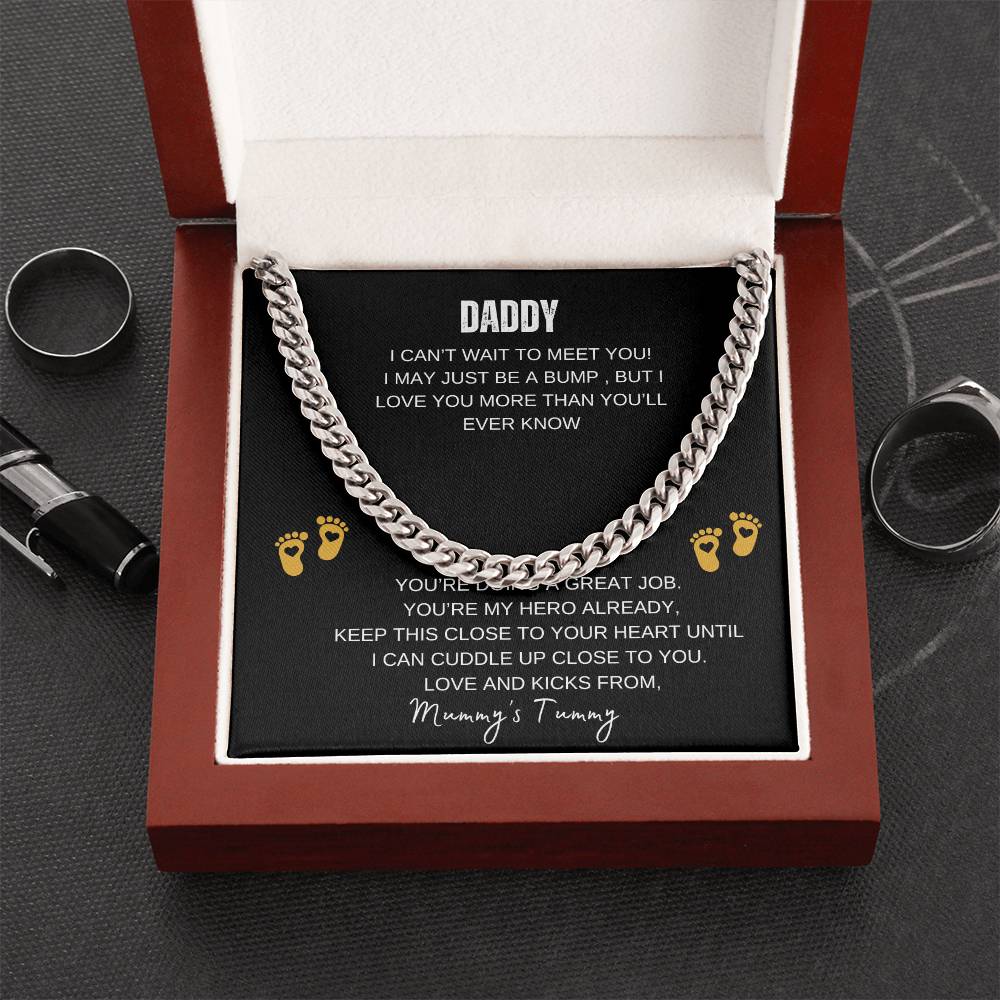 Daddy To Be Necklace, First Time Dad Gift with Message Card, Gift Box, New Dad Gift From Wife & Baby Bump