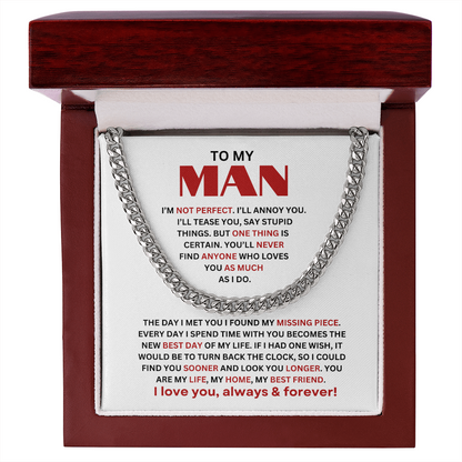 Classic Stainless Steel Cuban Link Chain With Luxury Gift Box and Message Card