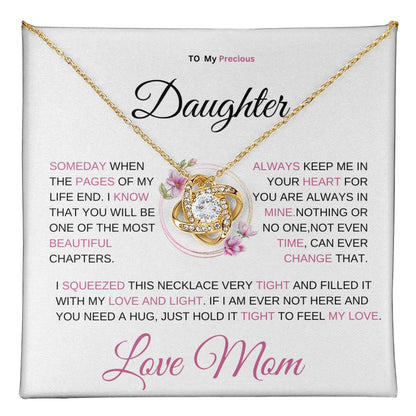 [ ALMOST SOLD OUT] To my precious daughter " know that I will always love you" A MOTHER'S LOVE IS NEVER ENDING. A beautiful LOVE KNOT NECLACE.