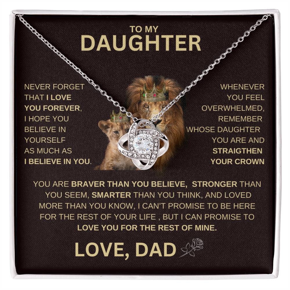 Gift For Daughter From Dad Necklace, To My Daughter Love Knot Necklace, Daughter Gift From Dad