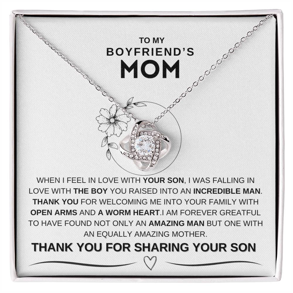 TO MY BOY FRIEND'S MOM BEAUTIFUL LOVE KNOT NECKLACE