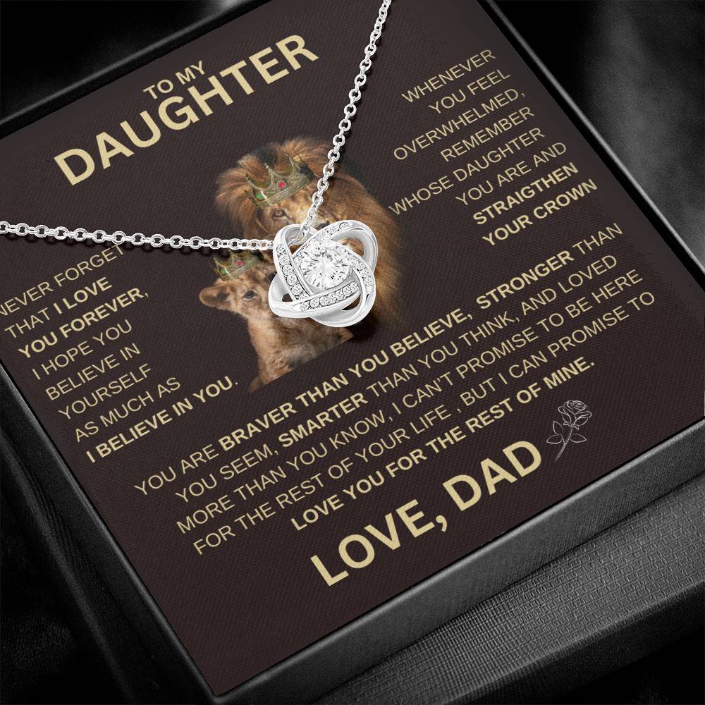 Gift For Daughter From Dad Necklace, To My Daughter Love Knot Necklace, Daughter Gift From Dad