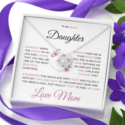 [ ALMOST SOLD OUT] To my precious daughter " know that I will always love you" A MOTHER'S LOVE IS NEVER ENDING. A beautiful LOVE KNOT NECLACE.