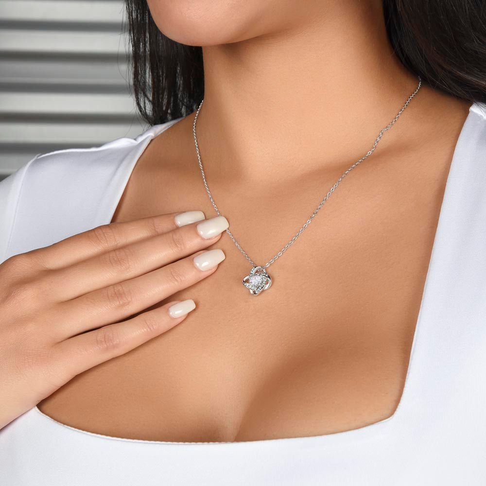 SAY IT ALL WITH THIS BEAUTIFUL LOVE KNOT NECKLACE FOR YOUR DAUGTHER'S GRADUATION, BIRTHDAY OR JUST SAY I LOVE YOU!!!
