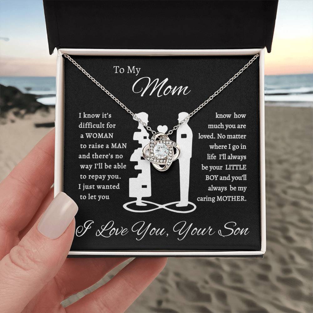 ELLEGANT LOVE KNOT NECKLACE FOR MOTHER'S DAY OR JUST SAY HOW YOU LOVE AND APPRICIATE HER.