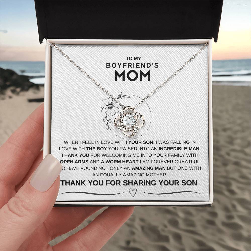 TO MY BOY FRIEND'S MOM BEAUTIFUL LOVE KNOT NECKLACE