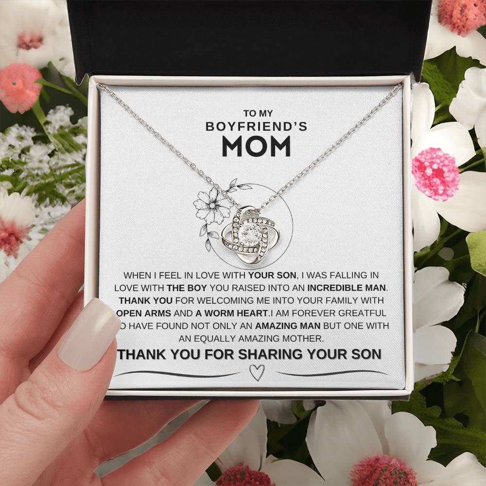 TO MY BOY FRIEND'S MOM BEAUTIFUL LOVE KNOT NECKLACE