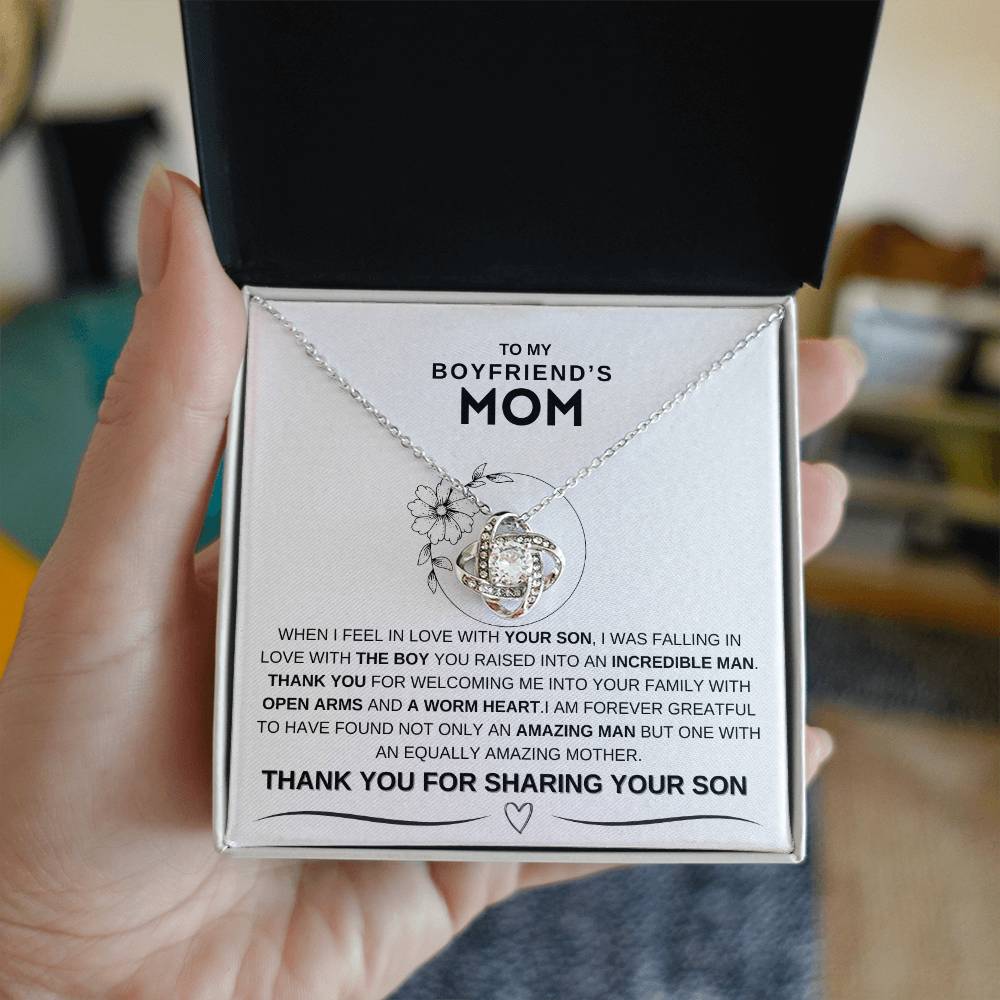 TO MY BOY FRIEND'S MOM BEAUTIFUL LOVE KNOT NECKLACE