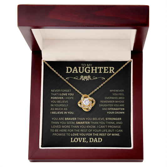 To My Daughter - Love Knot Necklace with message card