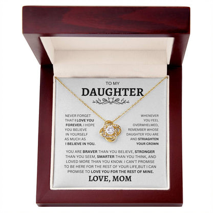 TO MY DAUGHTER LOVE KNOT NECKLACE, EXCELLENT FOR GRADUATION, GOING OFF TO COLLAGE, BIRTHDAY, OR FOR ANY OCCASION!!