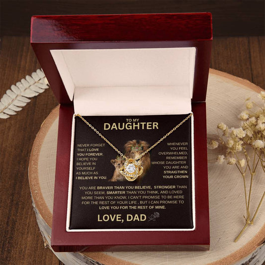 Gift For Daughter From Dad Necklace, To My Daughter Love Knot Necklace, Daughter Gift From Dad